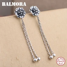 BALMORA 925 Retro flor borla cuelgan los pendientes para las mujeres regalos elegantes pendientes de plata esterlina joyas SY31468