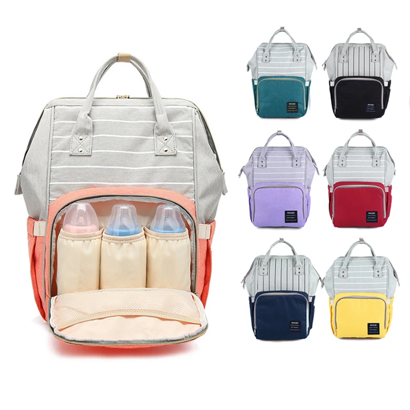 

Stripe Soft Waterproof Canvas Diaper Bag Pink Colors Maternity Bag for Baby Backpack Nappy Bag For Daddy T0098
