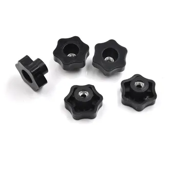

M6 Female Thread Star Shaped Head Clamping Nuts Knob with through-hole for industry equipment 4 PCS
