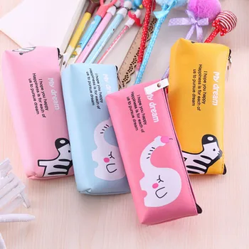 

FangNymph Cartoon Animal Pencil Case Leather PU Pen Bag High Capacity Pen Box Creative Gift School Supplies Office Stationery