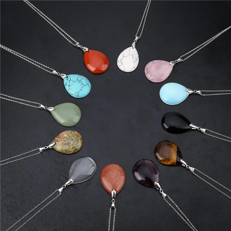 ASHMITA Wholesale 12pcs/lot 2018 Trendy Hot Sell Natural Stone Water Drop Shape Pendants Charms For Necklaces Making Fashion Jewelry