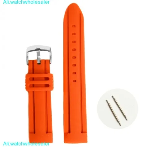22mm Orange Color Silicone Jelly Rubber Ladies Watch Band Straps WB1072V22JB