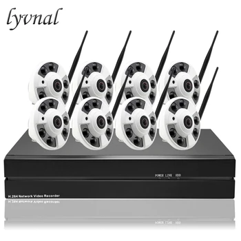 

LYVNAL 8ch Wifi kit 1080p wireless ip camera system fisheye lens full view p2p onvif 1080p 8ch 5mp 2mp nvr kit 8ch wifi system