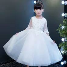 Элегантное осеннее романтическое блестящее платье с блестками и короткими рукавами; платье с цветочным узором для девочек; вечерние платья для девочек-подростков на выпускной, день рождения, Первое причастие