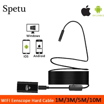 

Spetu 8LED 2MP HD720P Wifi Wireless Hard Flexible Snake USB Android IOS Endoscope Camera Iphone USB Pipe Inspection Borecope Cam