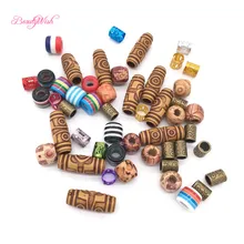 Смешайте 5 типа Dreadlock Бусины Регулируемый Волосы Заплетены манжеты клип 50 единиц Пластик металла и деревянный плетение волос Бусины большой отверстие Бусины