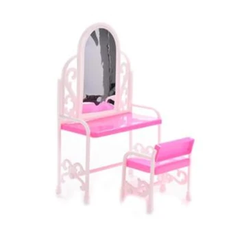 

Baby Girls Make Up Dressing Cosmetics Desk Table Baby Doll Toy Chair Dresser Toilet Table Furniture Decor