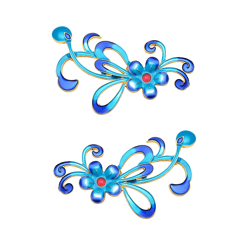 

2Pcs Cloisonne Enamel Blue Clouds Flowers Pendant Connector DIY Decor Acces