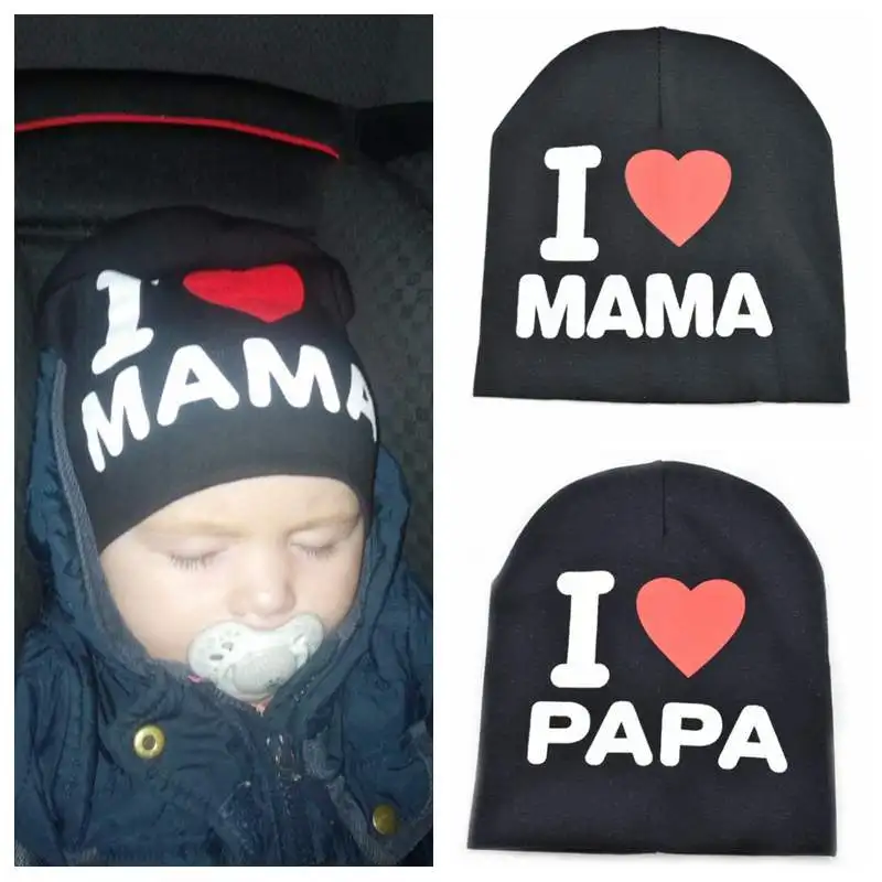 

Letter Print Baby Hat I Love MAMA PAPA Baby Boy Girl Cap Cute Knitted Cotton Warm Kids Beanie Hat Spring Autumn