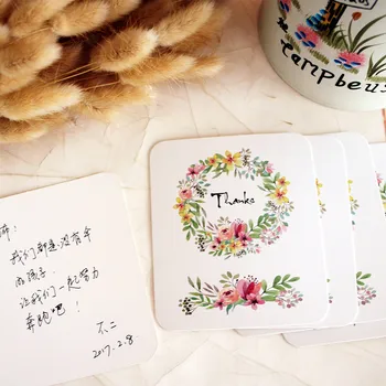 

50 pieces 9x10.5cm Romantic Flower Thanks Blank Message Card Thank You Card For Party Gifts Thanks Giving Day