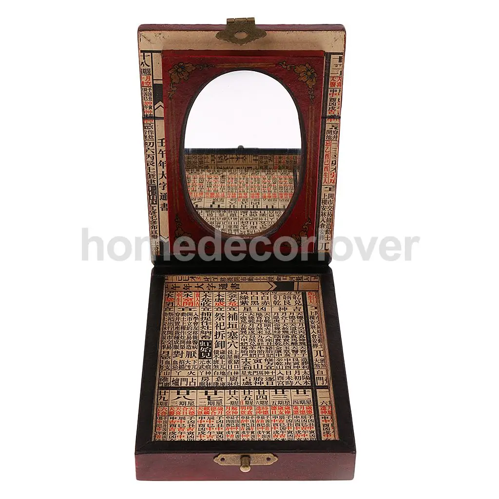 Vintage Wooden Mirror Dressing Case Jewelry Cosmetic Storage Display Box Container Handicraft Collectibles Gift House Decoration
