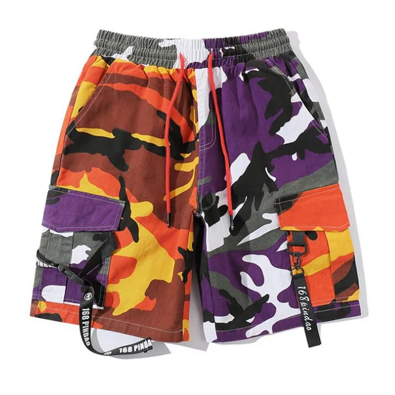 

MORUANCLE Fashion Men Camo Hip Hop Cargo Shorts With Big Pockets Military Style Camouflage Tactical Shorts For Male Streetwear