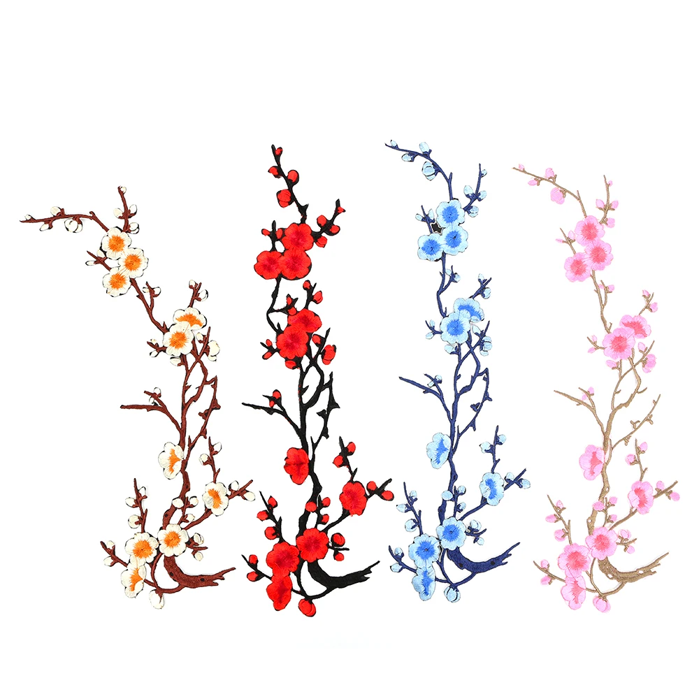 

1 PC Plum Blossom Flower Applique Clothing Embroidery Patch Fabric Sticker Iron On Sew On Patch Craft Sewing Repair Embroidered