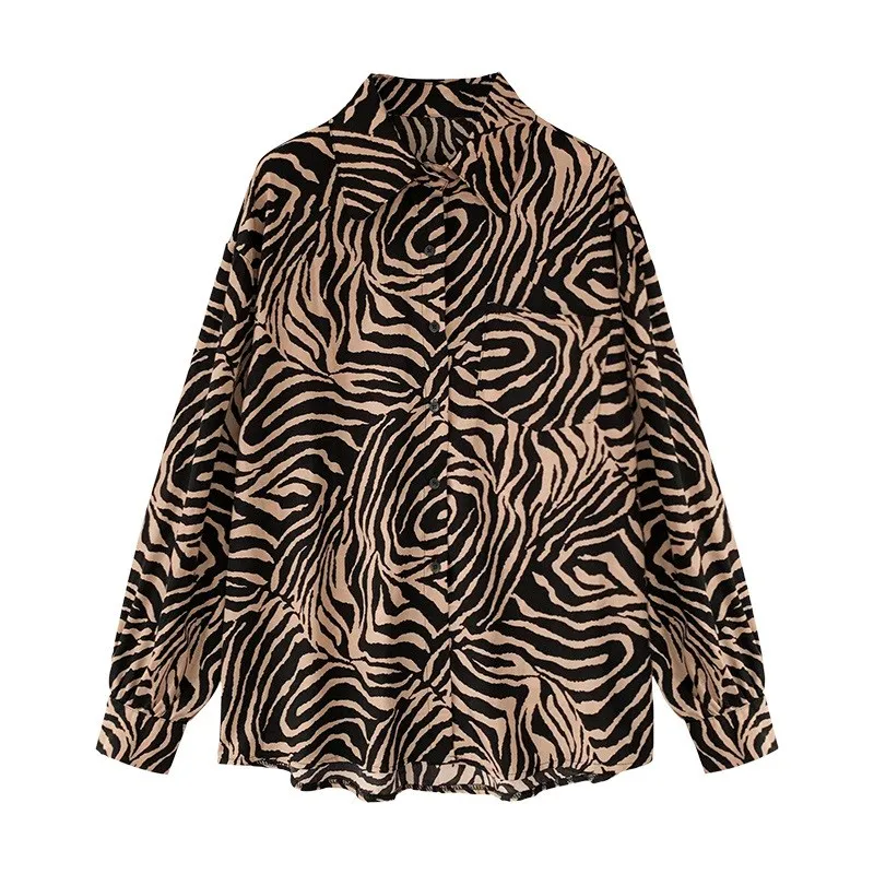 

Fashion 2019 Korean Style Long Sleeve Striped Chiffon Blouse Women Vintage Single Breasted Loose Shirt Plus Size Casual Tops