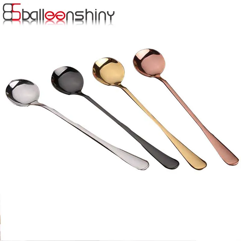 

BalleenShiny Long Handled Stainless Steel Tea Coffee Soup Spoon Kitchen Bar Drink Stirring Spoon Ice Cream Spoon Scoop Tableware