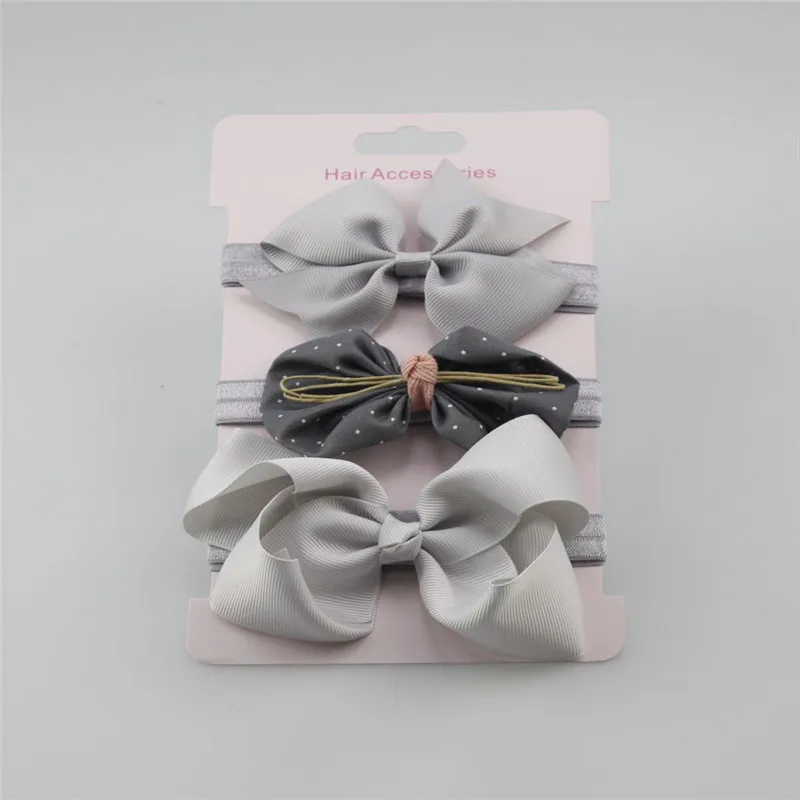 3-Piece Girl Hair Band Sets Bowknot Headband Flower Kids Ribbon Solid Color Children Accessories Girls | Детская одежда и обувь