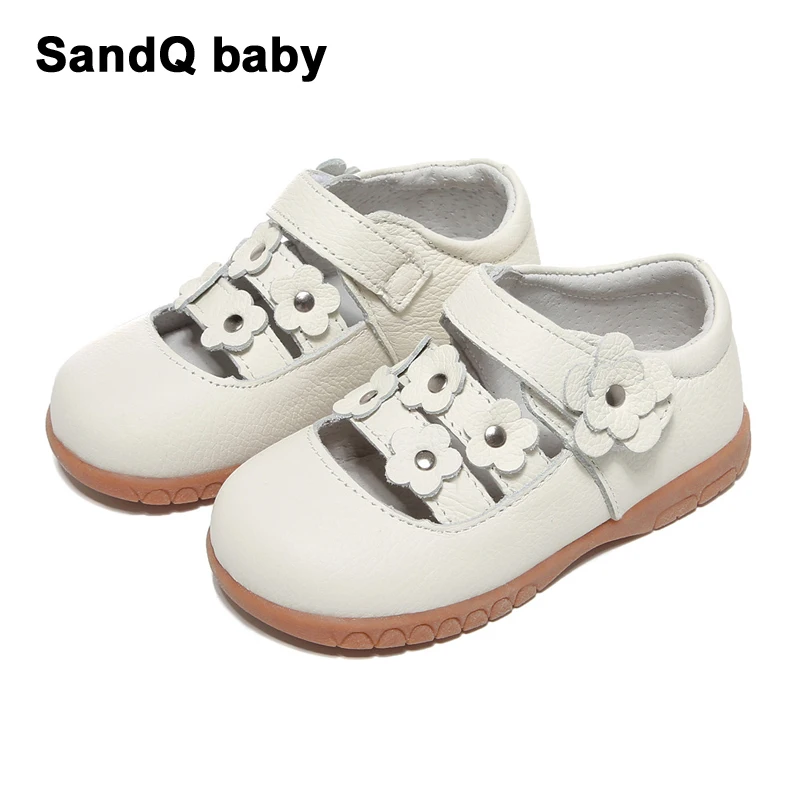 Sandals Girls 2022 New Children Summer Shoes Kids Sandals for Girls Genuine Leather Flowers Princess Shoes Girls White Sandals