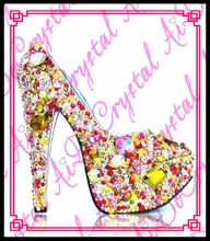 Aidocrystal Sommer frauen benutzerdefinierte kristall hochhackigen Damen sexy strass diamant-hochzeit schuhe high heels plattform pumpen