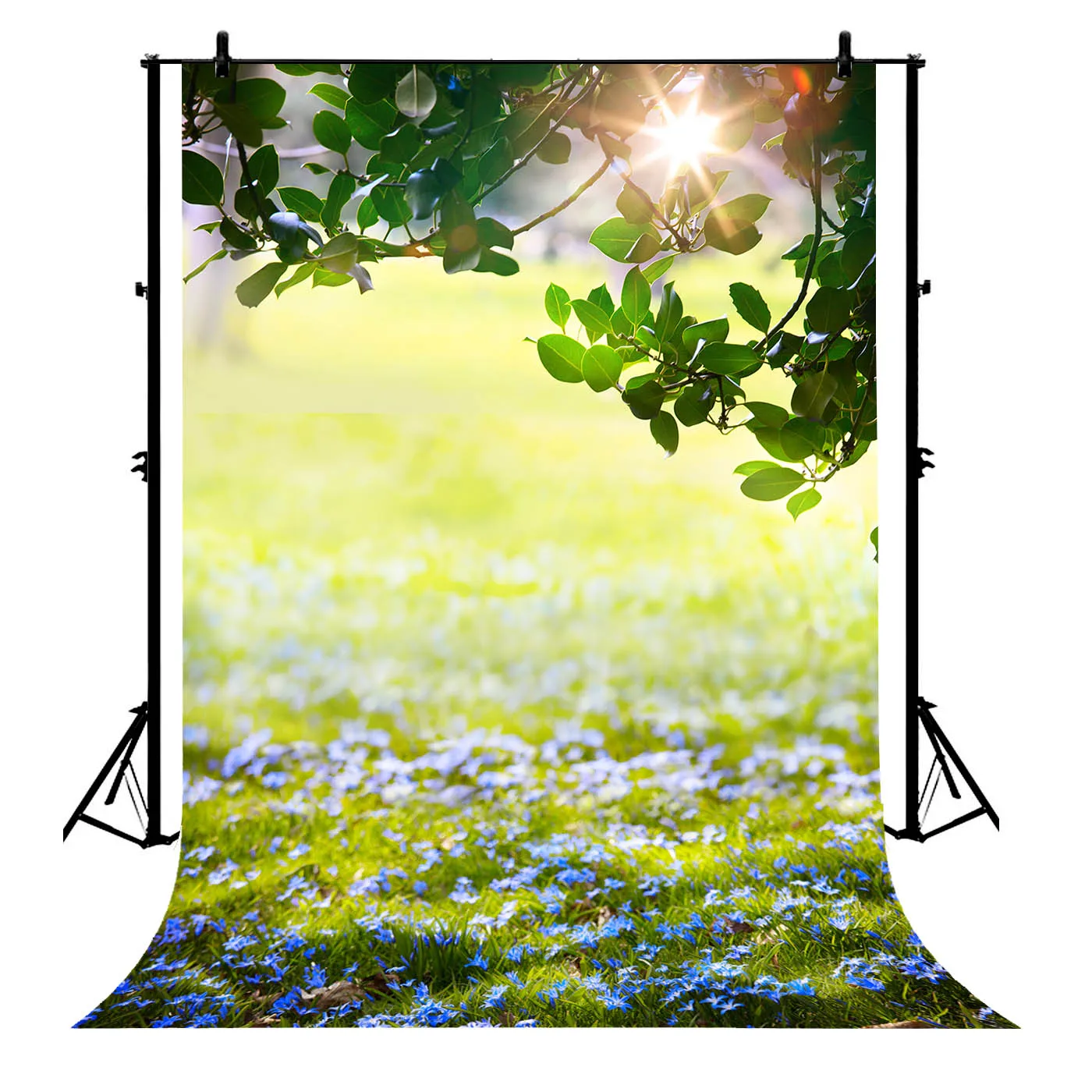 

5x7ft Spring Fresh Flowers Green Leaves Sunshine Grass Polyester Photo Background Portrait Backdrop