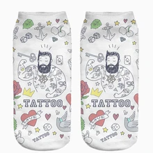 Лидер продаж; забавные женские короткие носки с принтом татуировки; Meias; хлопковые чулки; Повседневные тапочки; Calcetines; носки