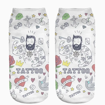 

Hot Sale Funny Tattoo Full Printing Women Low Cut Ankle Sock Meias Cotton Hosiery Casual Slippers Calcetines Socks