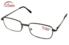 ¡= SCOBER-gafas de lectura de cristal Natural =! ¡Dos pares! Gafas de montura de aleación para hombre y mujer, de alta calidad, llanta completa, 1 + 1,5 a + 4