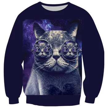 

2018 New Style Children 3D Sweatshirt Galaxy Glasses Cat Ice Cream Pizza Print Hoodies Boy Girl Fashion Fleece Inside Pullovers