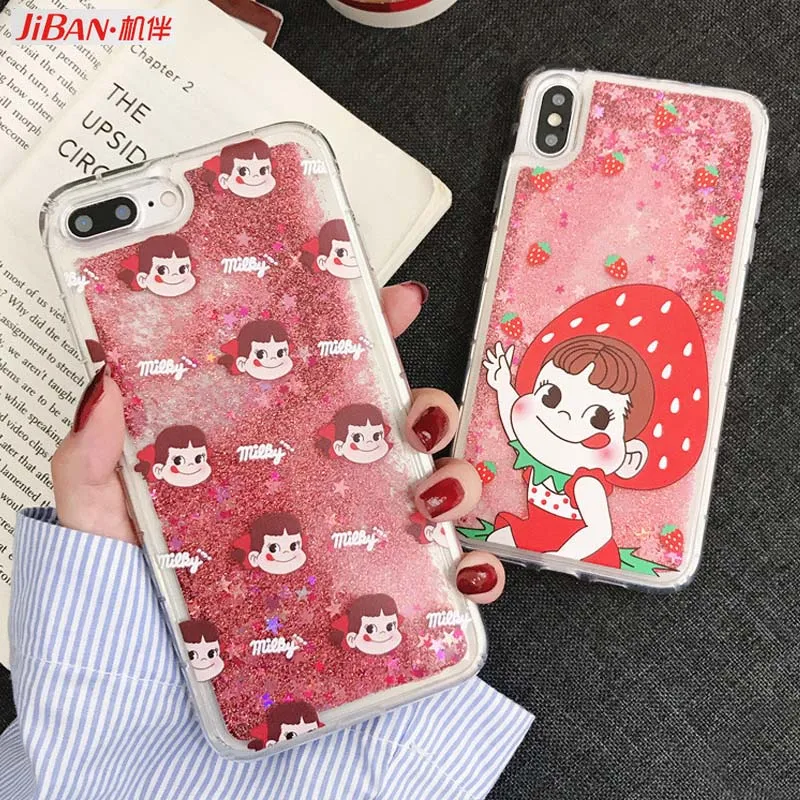 JIBAN Korea Cute Cartoon Phone Case for IPhone 8Plus Fashion Liquid Quicksand Soft Back Cover Iphone XS MAX/XR 6 6s 6plus 7 |