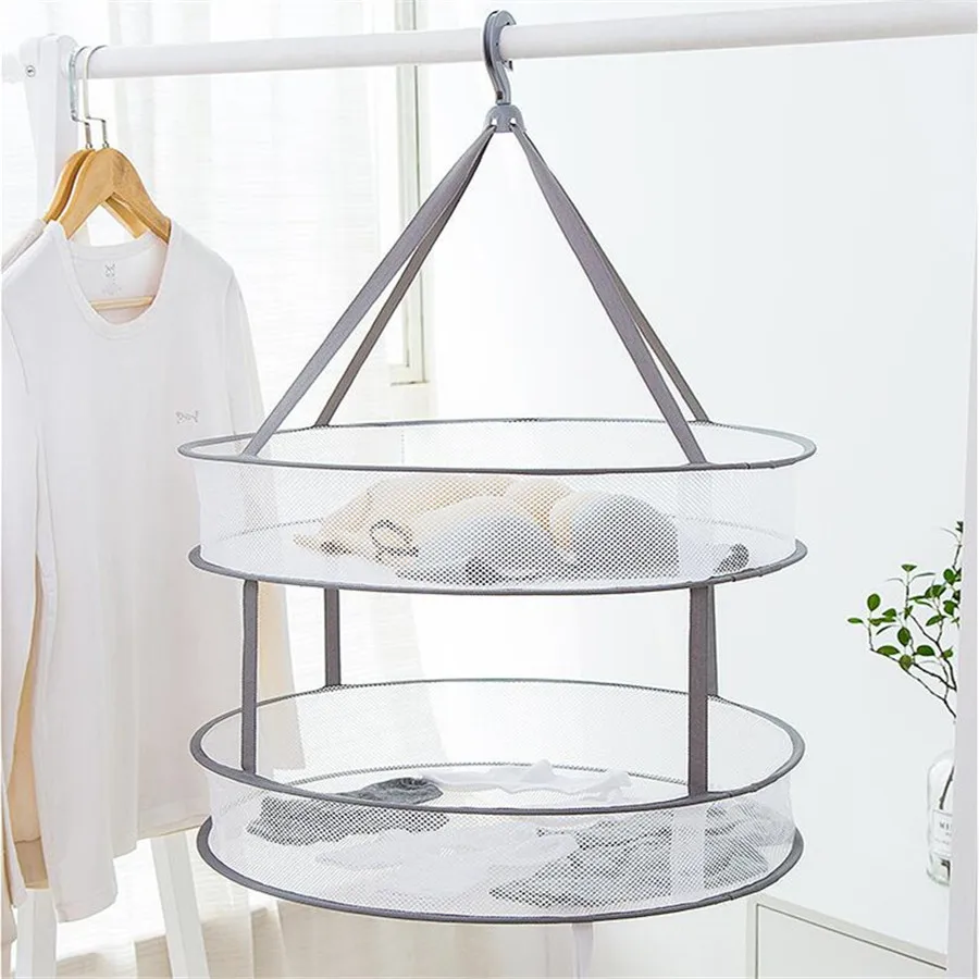 Iumer Fine Nesh Clothes Basket Three-Layer Windproof Zipper Laundry Hanging Drying Net Rack Mesh Storage,Brown Iumer Fine Nesh Clothes Basket Three-Layer Windproof Zipper Laundry Hanging Drying Net Rack Mesh Storage,Brown