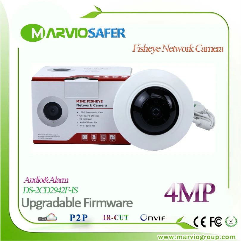  4MP Upgradable English 360 degree fisheye IP Network Camera DS-2CD2942F-IS POE / Audio / Alarm International Firmware
