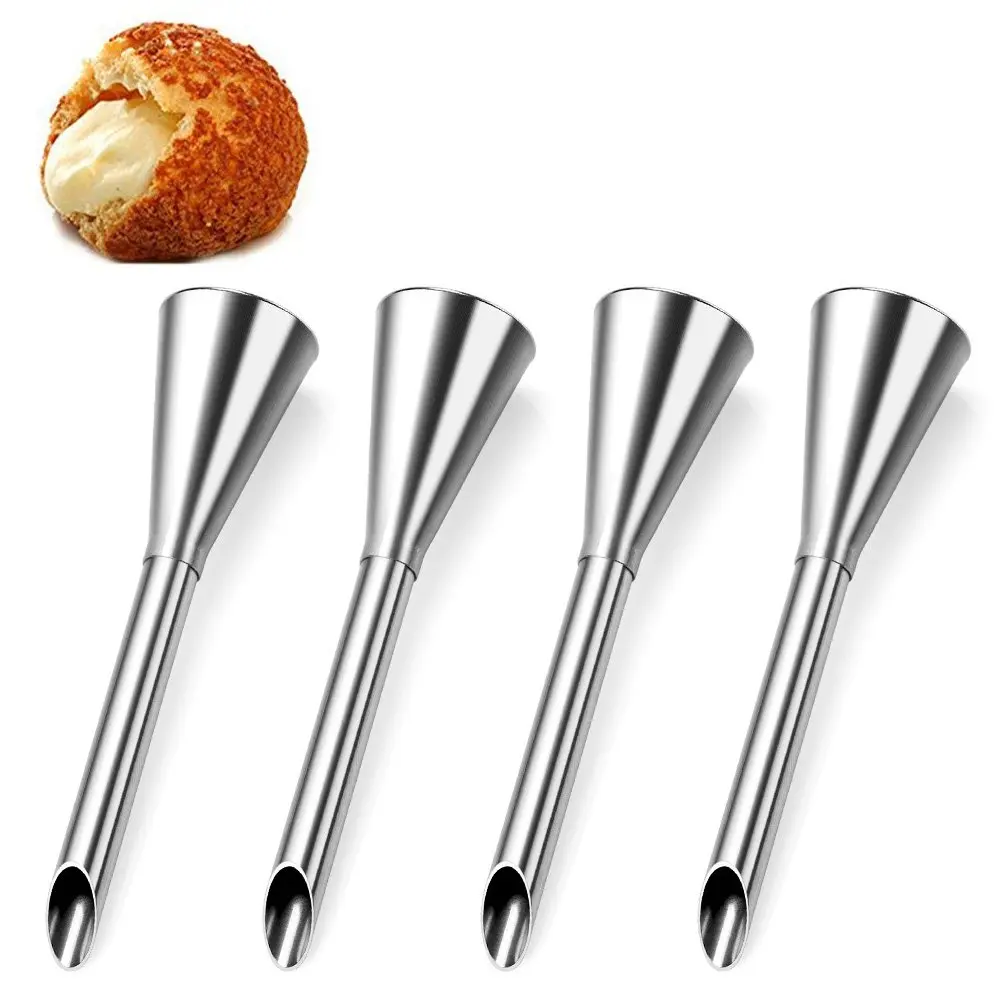 

WGT 4Pcs Cream Icing Piping Nozzle Tip Stainless Steel Long Puff Nozzle Tip Decorating Tool