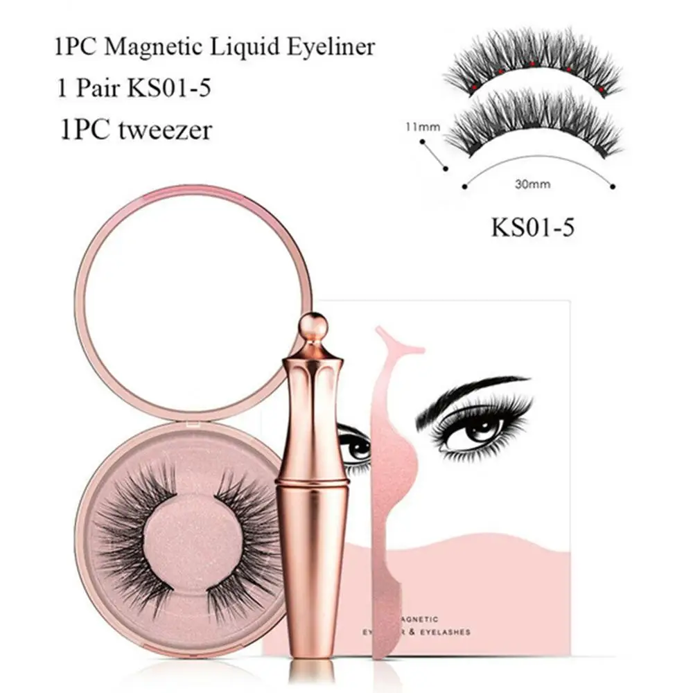 

Magnetic Liquid Eyeliner & False Eyelash Kits Handmade Magnet False Fake Lashes With Eyelashes Tweezers