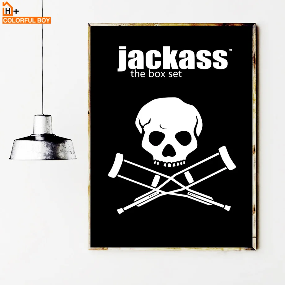 COLORFULBOY Jackass Movie Poster Wall Art Print Black White Pop Art