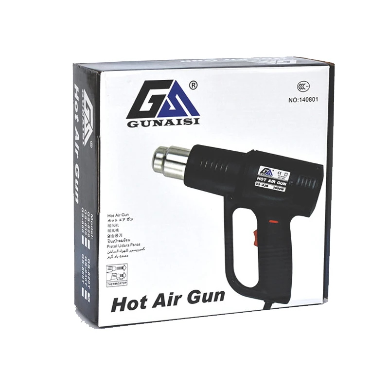 Промышленный фен термоусадочная пленка термостат горячий воздушный пистолет ручной автомобильный фольга запекающий пистолет инструмент сушильный пистолет GS-820T