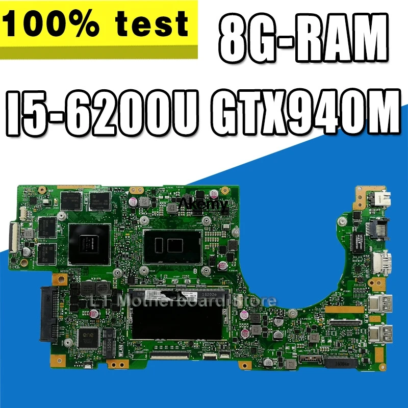 Kopen K501UW Laptop Moederbord Voor Asus K501UQ K501U Test Originele Moederbord DDR3 8G RAM I5 6200U GTX940M