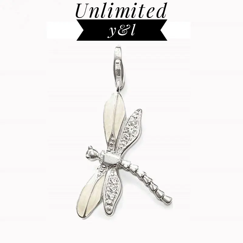 

Dragonfly Charms for DIY Jewelry Making White Cubic Zirconia Silver Jewelry Accessories Fit Bracelets&Necklaces
