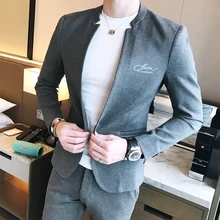 Воротник Повседневный костюм мужской корейской версии маленького костюма тонкая рубашка Молодежный один Западный красивый пиджак четыре сезона t