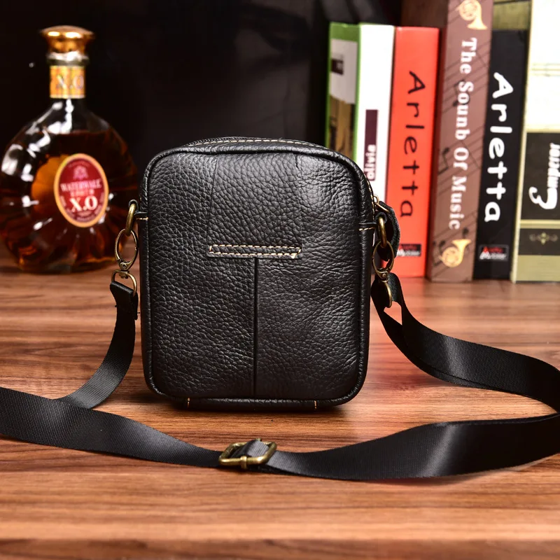 HUANILAI Men Genuine Leather Bags Crossbody Bags Small Shoulder Bags Waist Pack Phone Bags DD01 HUANILAI Men Genuine Leather Bags Crossbody Bags Small Shoulder Bags Waist Pack Phone Bags DD01