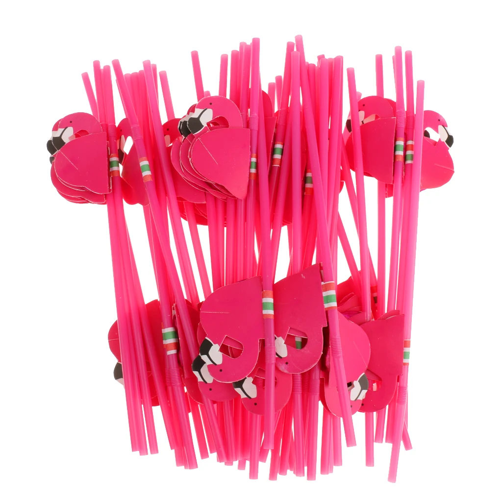 25x Tropical 3D Plastic Flamingo Drinking Straws For Wedding Celebrate Party Tableware