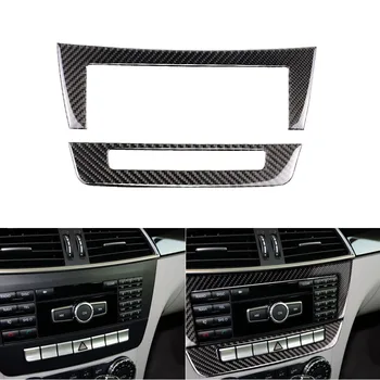 

Carbon Fiber Central Control CD Plane Cover Trim Sticker For mercedes C Class W204 C220 CDI C200 C350 4MATIC Coupe 10-13