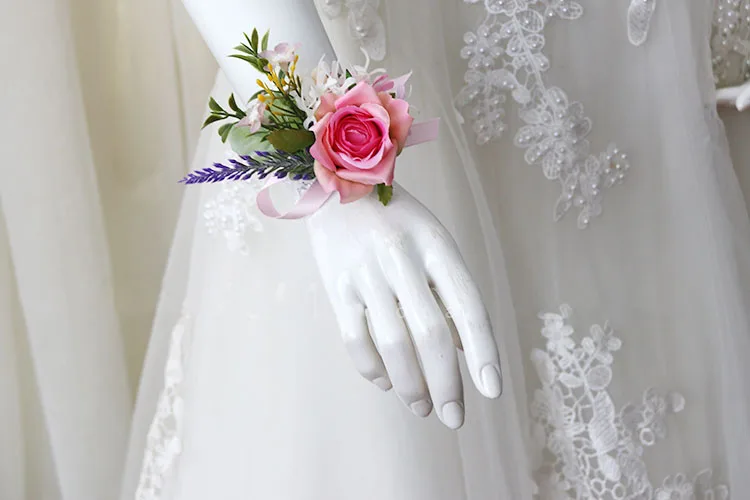 pink wrist corsage boutonniere wedding  (19)