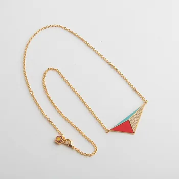 

American fashion simple enamel glaze three-dimensional triangular Necklace short necklace