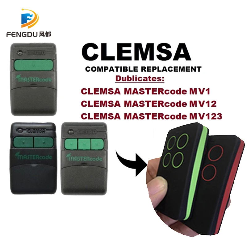 

Universal Rolling Code & Fixed Code Replacement Garage Door Remote Controller Auto Scan Multi Frequency 280-868MHz Clemsa