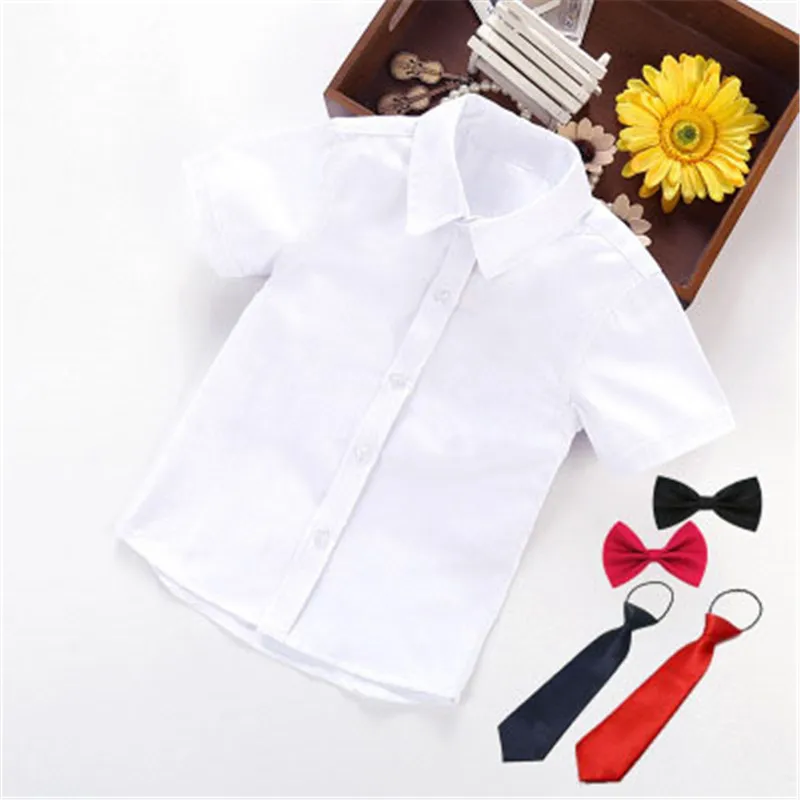 Коллекция года, рубашки для свадебной школы для мальчиков белая рубашка с отложным воротником для мальчиков детская одежда для младенца с короткими рукавами Топы Для детей возрастом от 3 до 11 лет