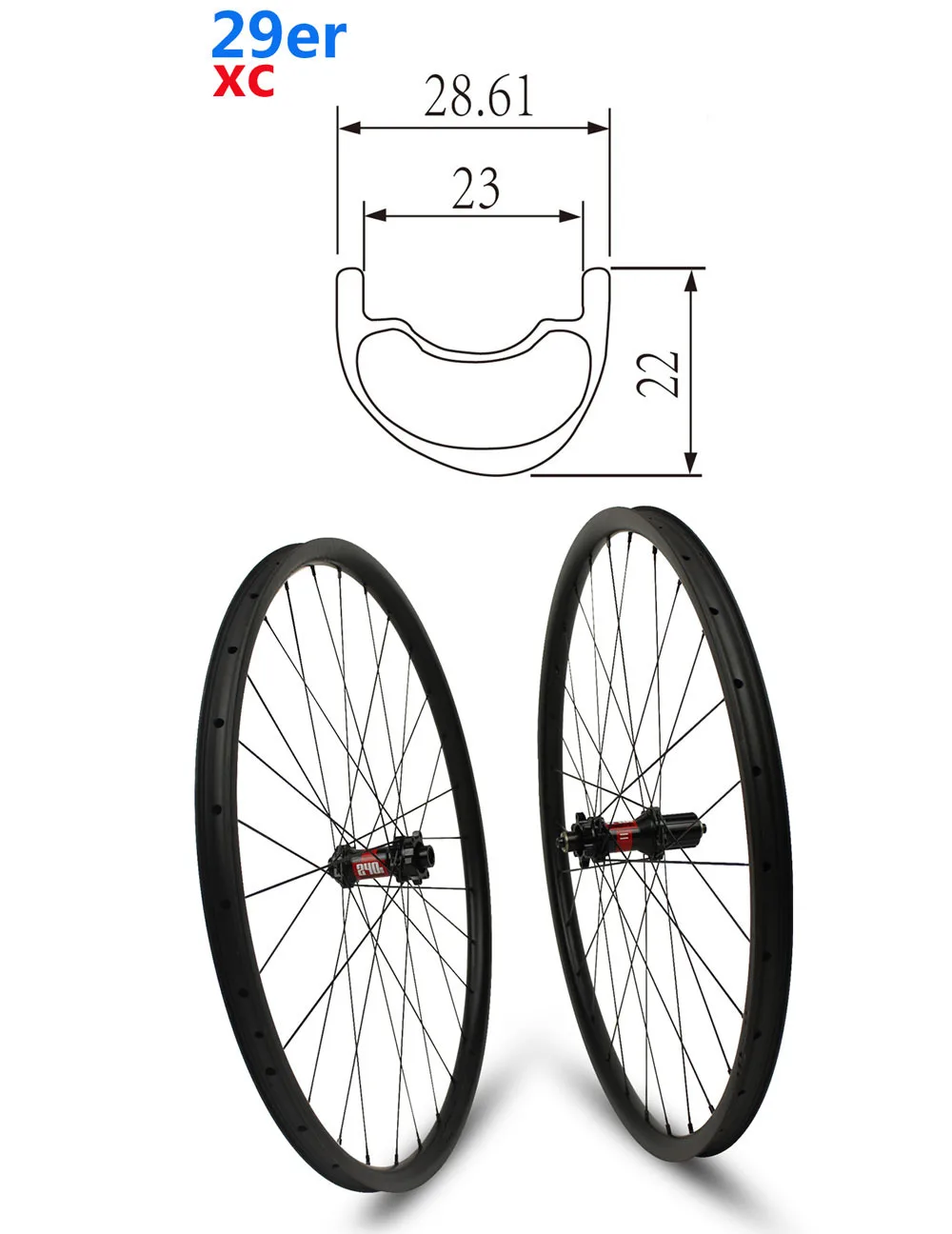 Cheap 29er XC AM Carbon Wheelset For DT Swiss 240 Hub Series Mountain Bike Wheelset Chinese Carbon Rim  350g Weight Rim 28.61mm 22mm 2