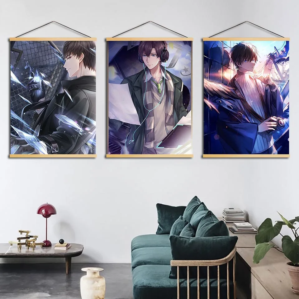 

Nordic Poster Home Decor The King's Avatar Wall Art Anime Print Wooden Scroll Hanging Painting Canvas Picture For Living Room