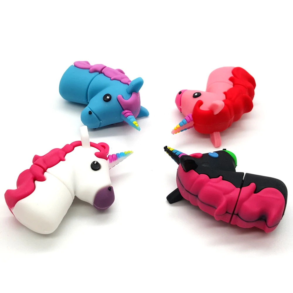 Cartoon Unicorn USB Flash Drives Pig Pen Drive 4GB 8GB 16GB 32GB 64GB With OTG Adapter For Android Phone Memory Stick Pendrives