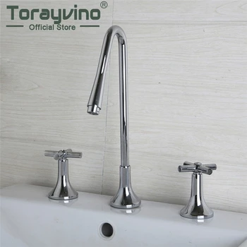 

Torayvino Luxury Waterfall Spout Deck Mounted Waterfall Faucets Mixers&Taps Bathtub Mixer Chrome Bathtub Faucet 3PCS Set 66UU