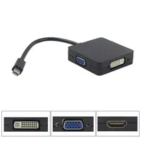 3 in1 Mini DP Displayport to HDMI DVI VGA Adapter Raspberry pi Display Port converter Cable for MacBook YKS for Orange pi plus