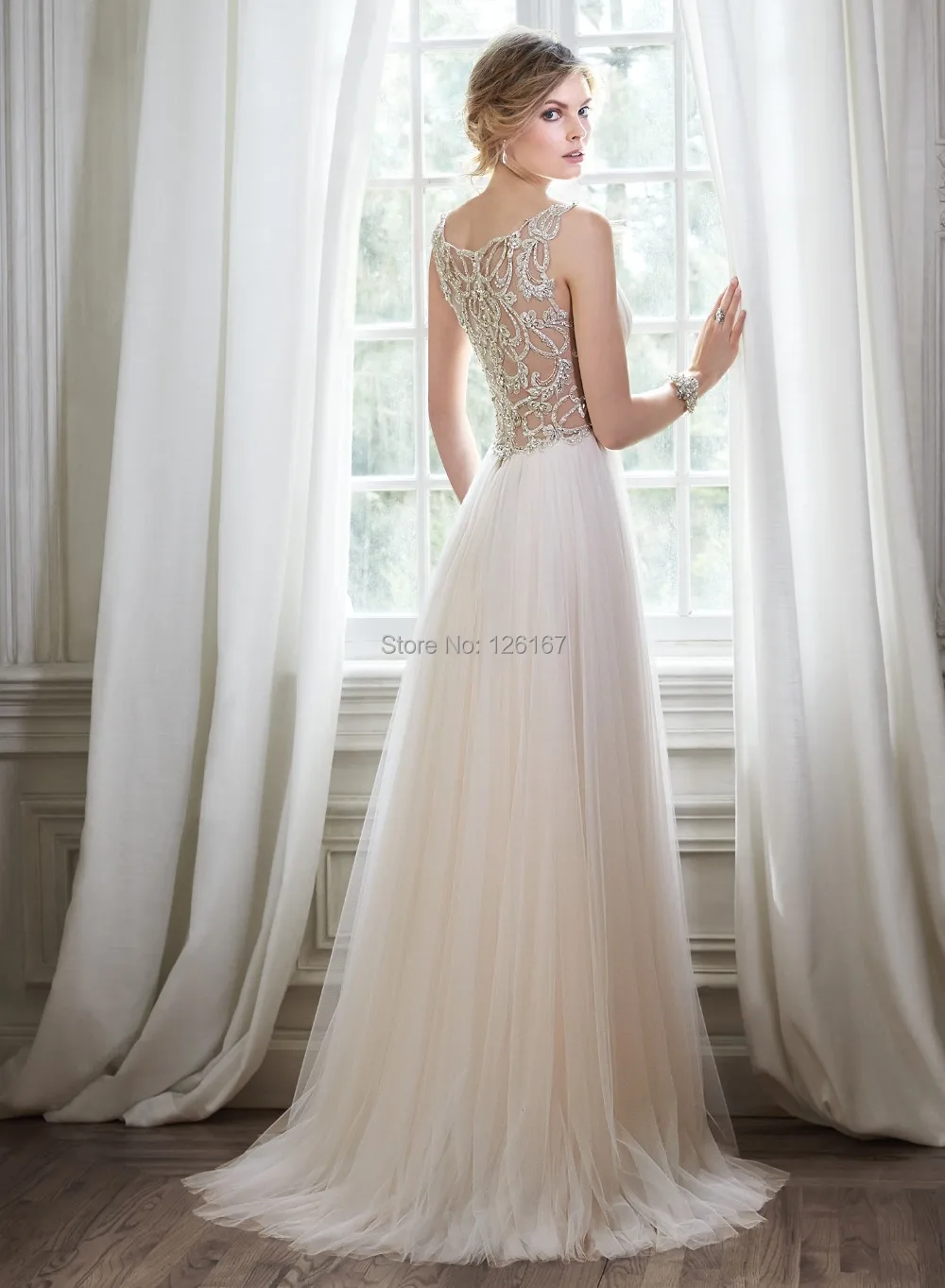 Garden Style Wedding Dresses 2017 New Arrival Bridal Dress Cap Garden Style Wedding Dresses 2017 New Arrival Bridal Dress Cap Sleeve V Neck Crystal Beads Transpa Back Tulle In From